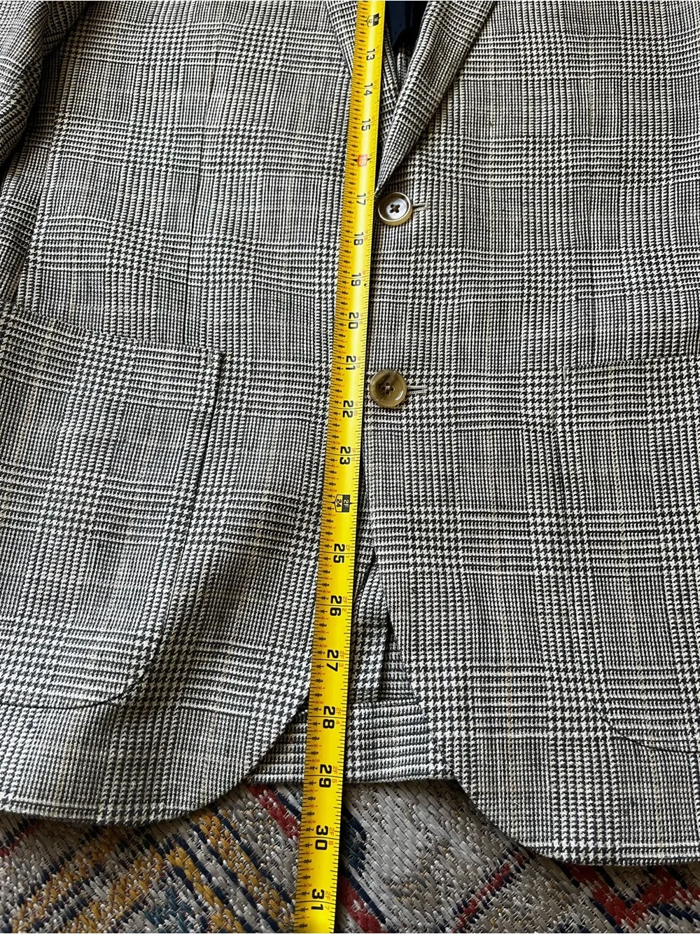 J. Crew Gray Glen Plaid Sport Coat Size 38R Silk Linen Blend